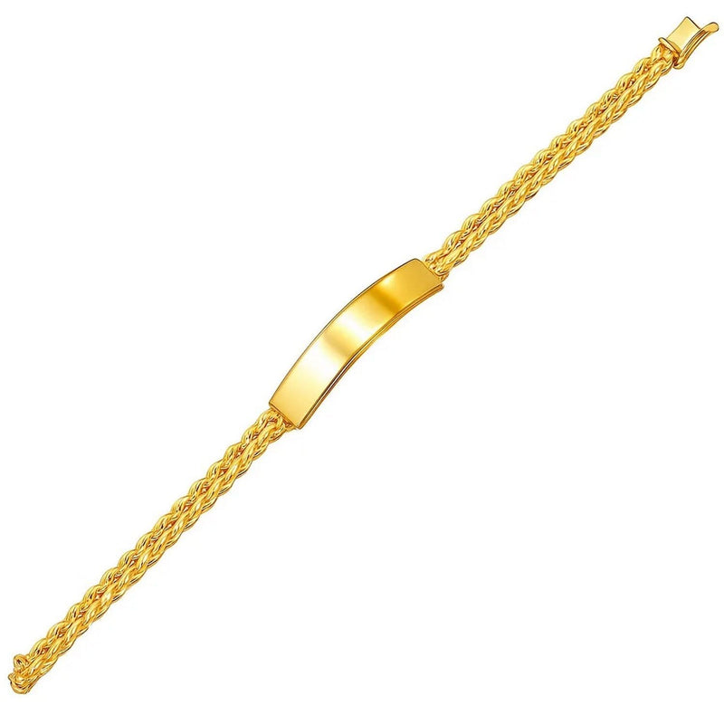 14k Yellow Gold ID Bracelet with Double Rope Chain (3.00 mm) 14K yellow gold ID bracelet with 3.00 mm double rope chain