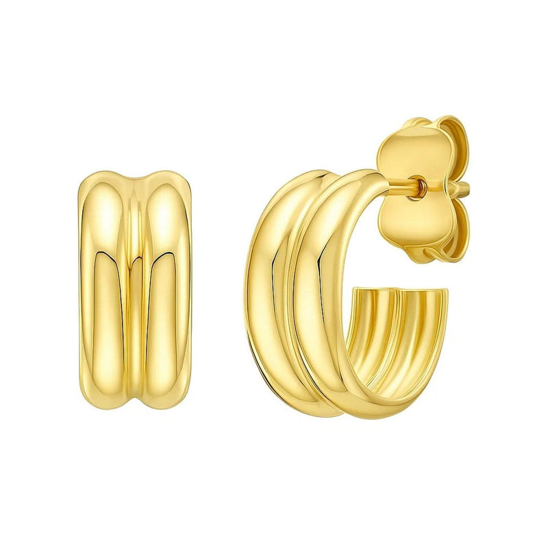 14K Yellow Gold Polished Double Row C Hoop Earrings 14K yellow gold double row polished C hoop earrings