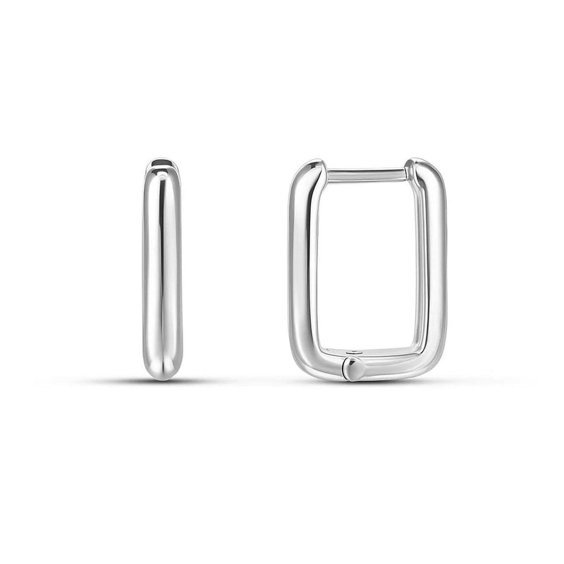 Sterling Silver Rectangle Hoop Earrings 925 sterling silver rectangle hoop earrings with polished squared frames