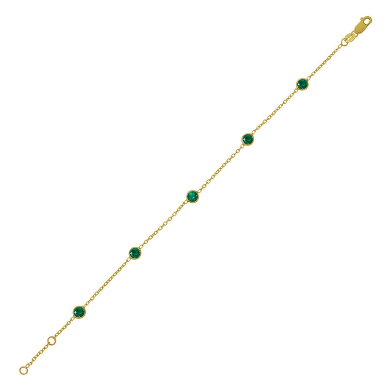 14K Yellow Gold Emerald Station Bracelet 14K yellow gold station bracelet with green emerald stones