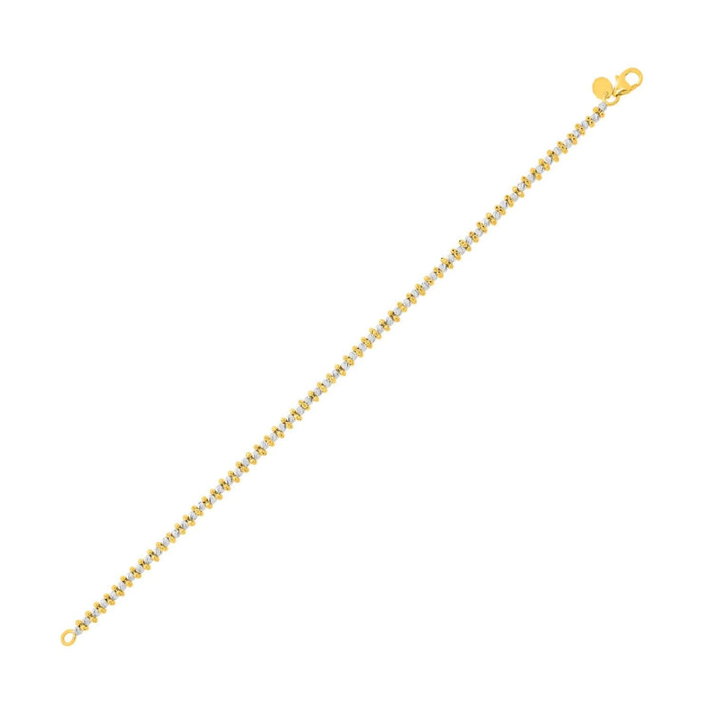Two Tone Pallina Bead Bracelet in 14K Gold (2.60 mm) 14K two-tone gold bead bracelet with 2.60 mm yellow and white gold beads