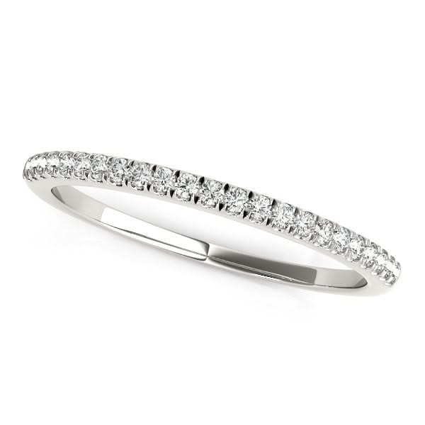 14k White Gold Scallop Style Setting Diamond Wedding Band (1/8 cttw) 14K white gold ring with round diamond stones in scalloped settings