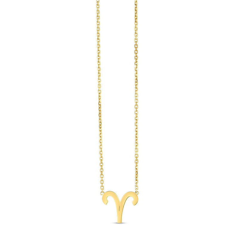 14K Yellow Gold Aries Necklace 14K yellow gold Aries zodiac necklace with cut-out ram symbol pendant