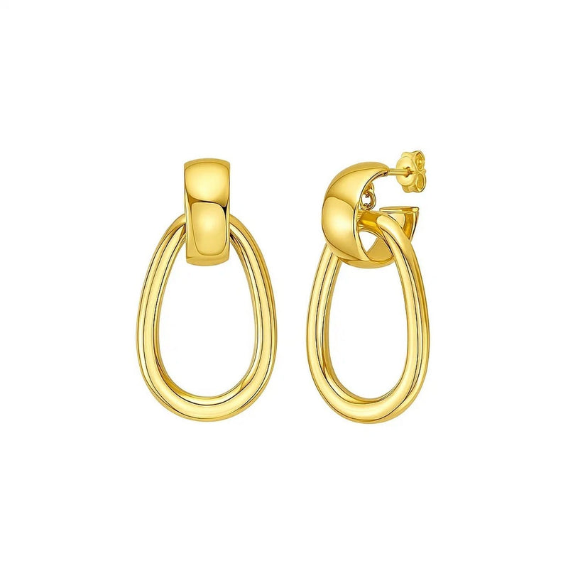 14K Yellow Gold Interlocking Drop Hoop Earrings 14K yellow gold interlocking drop hoop earrings with no stones
