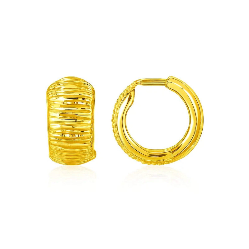 14k Yellow Gold Diamond Cut Hoop Design Earrings Product Image