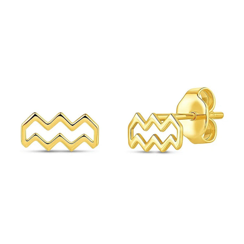 14K yellow gold Aquarius ring with a low-profile solid metal band