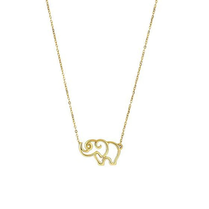 14k Yellow Gold Elephant Necklace 14K yellow gold elephant pendant necklace with no set stones