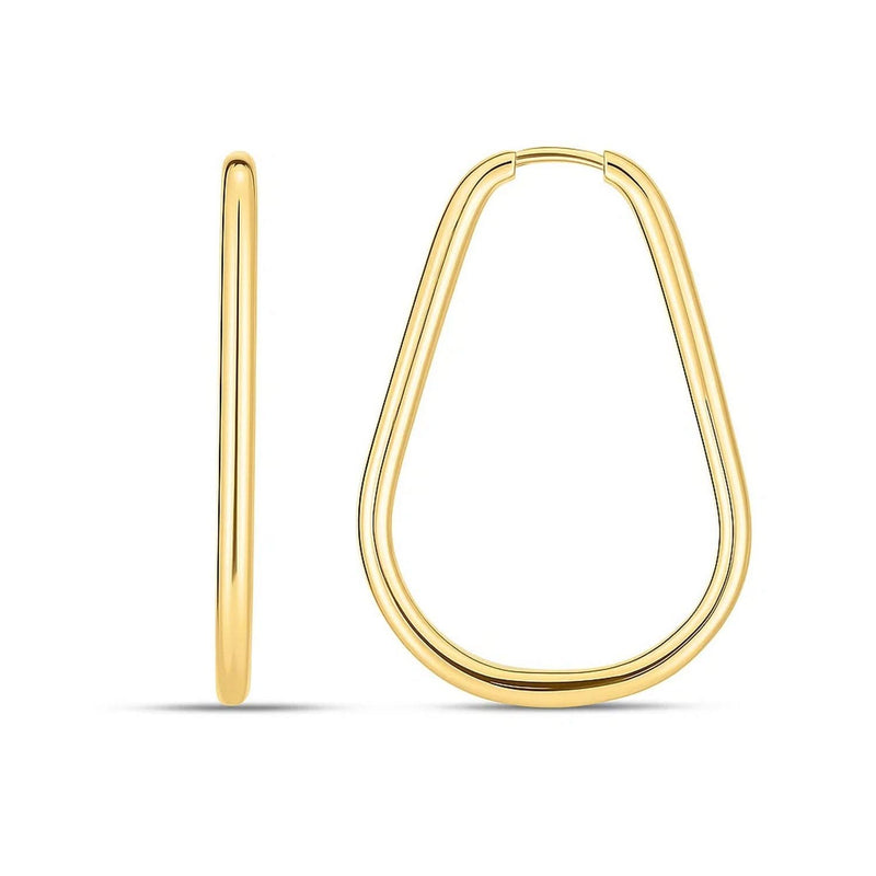 14k Yellow Gold Endless Pear Hoop Earrings 14K yellow gold pear-shaped endless hoop earrings without stones