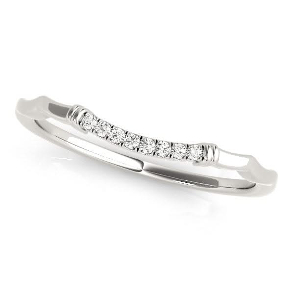 14k White Gold Wave Design Pave Set Diamond Wedding Ring (1/20 cttw) 14K white gold wave ring with pave-set diamond stones along the crest