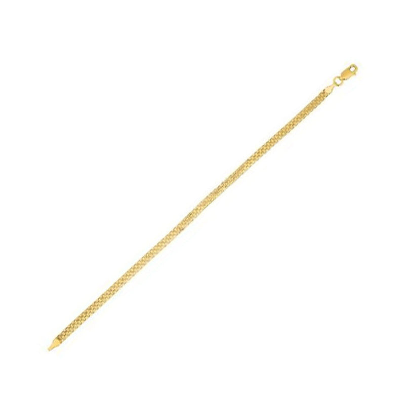 14k Yellow Gold Bismark Chain (3.50 mm) 14K yellow gold Bismark chain in a 3.50 mm flat woven link pattern