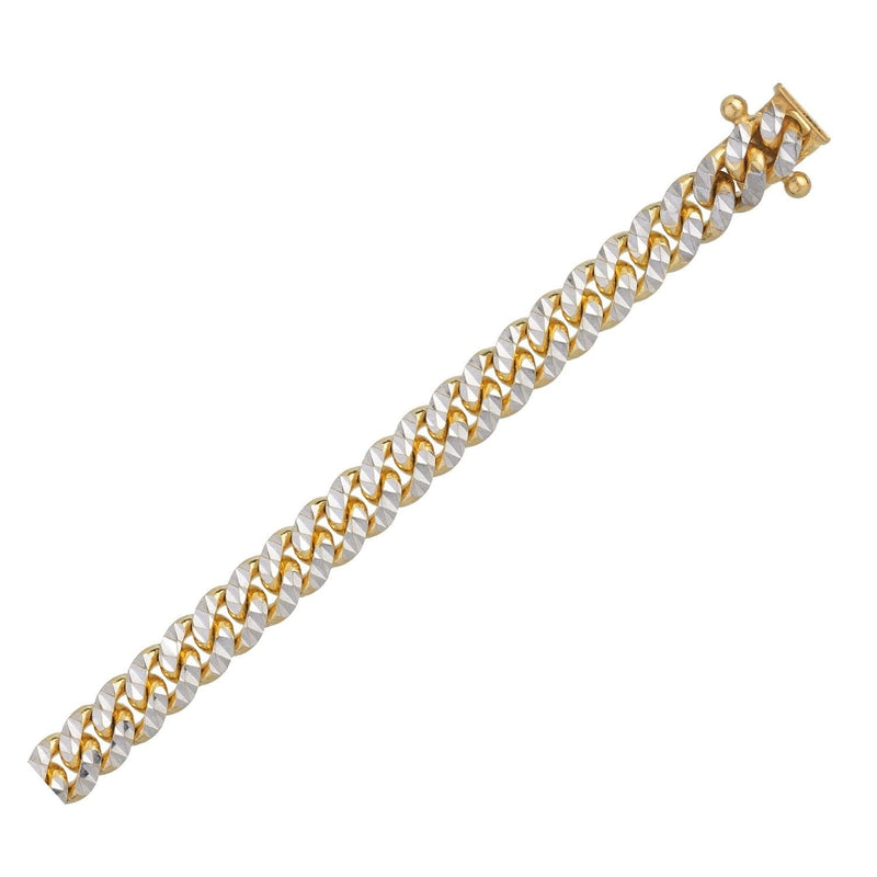 Classic Miami Cuban White Pave Solid Chain in 14k Yellow Gold (6.00 mm) 14K yellow gold Cuban chain with pave accents, 6.00 mm width