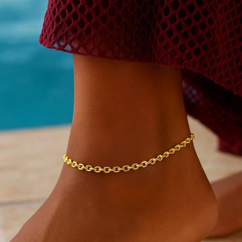 2.3mm 10k Yellow Gold Rolo Anklet Product Image