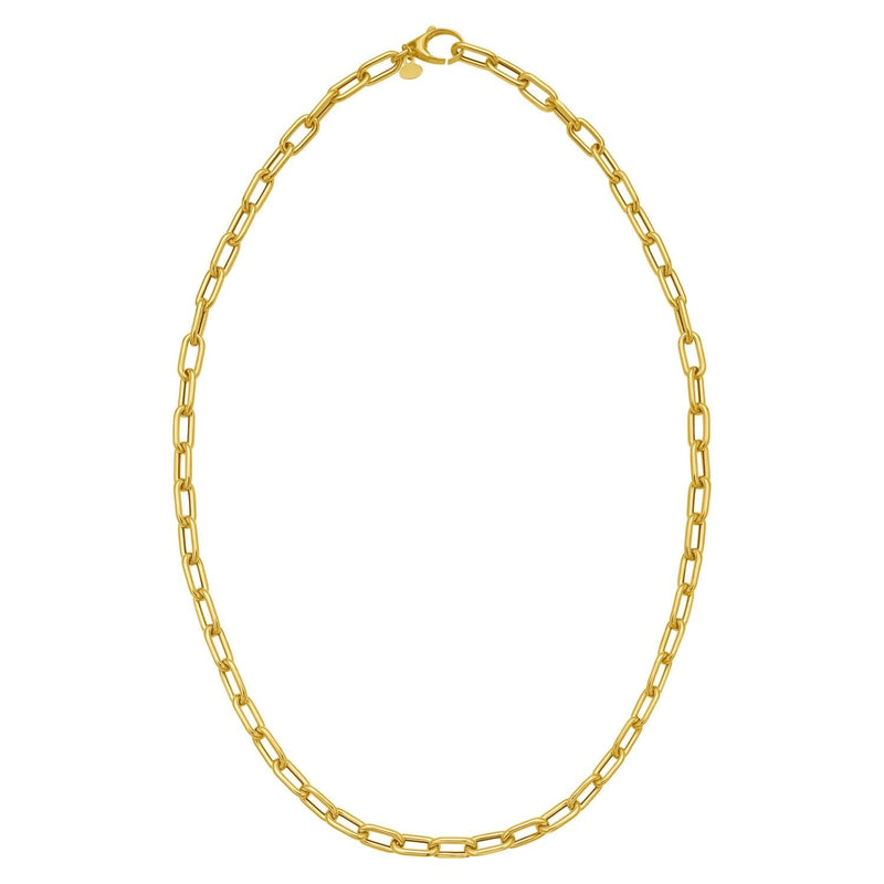 14K Yellow Gold Charm Lock Paperclip Chain 14K yellow gold paperclip chain necklace with lock charm