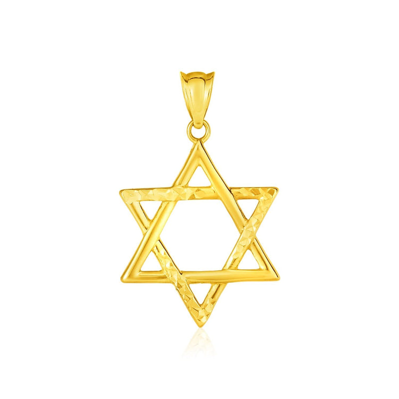 14k Yellow Gold Star of David Pendant 14K yellow gold Star of David pendant with open two-triangle design