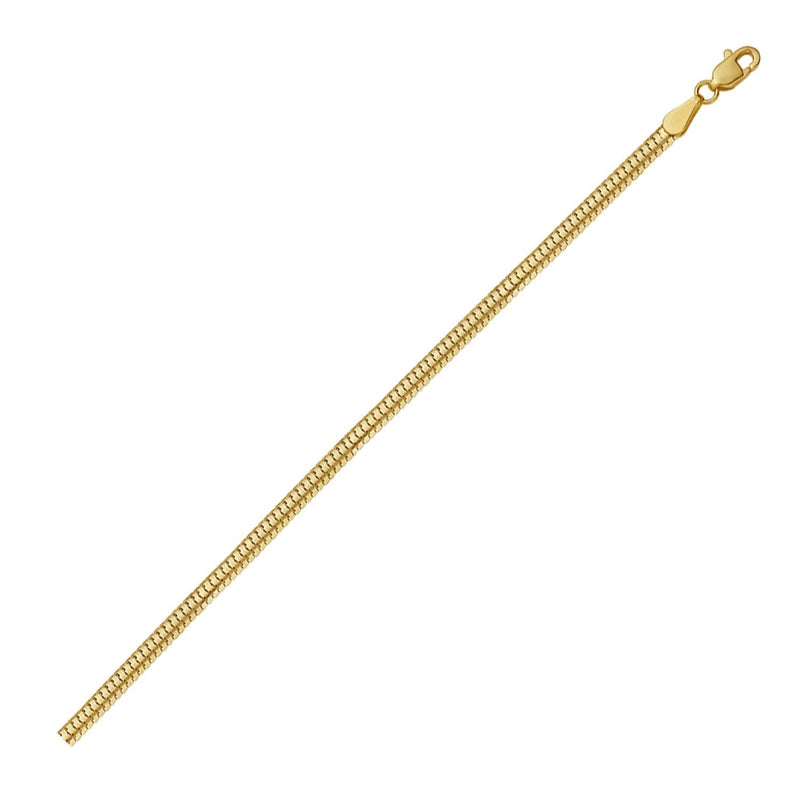 14K Yellow Gold Lite Oval Snake Chain (3.30 mm) 14K yellow gold snake chain with rounded 3.30 mm oval link construction