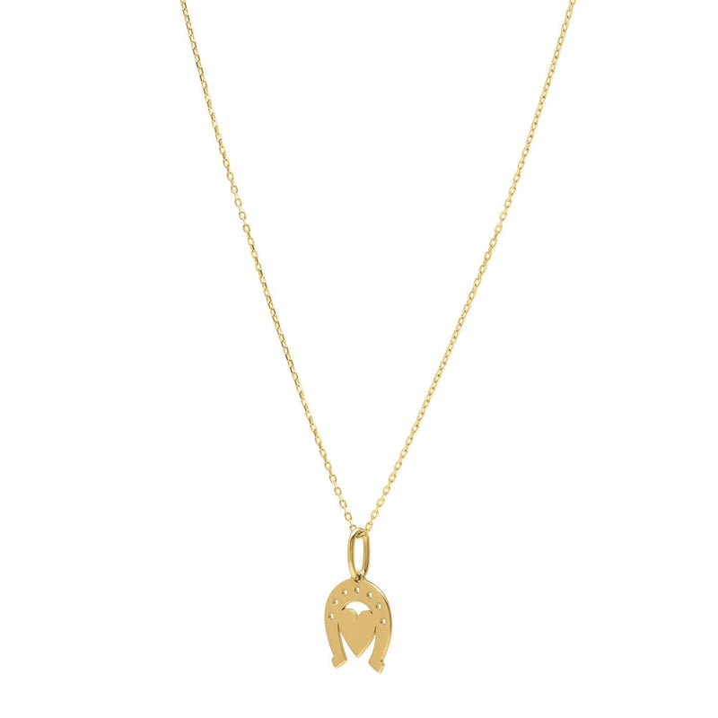 Heart and Horse Necklace in 14K Yellow Gold 14K yellow gold necklace with heart and horse pendant