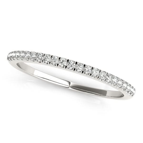 14k White Gold Diamond Pave Set Wedding Band (1/8 cttw) 14K white gold ring with round diamond stones in a pave setting