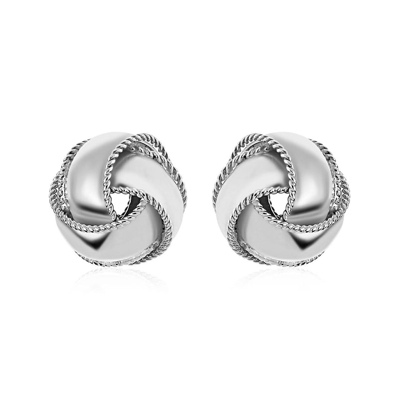 Textured and Polished Love Knot Earrings in Sterling Silver Product Image
