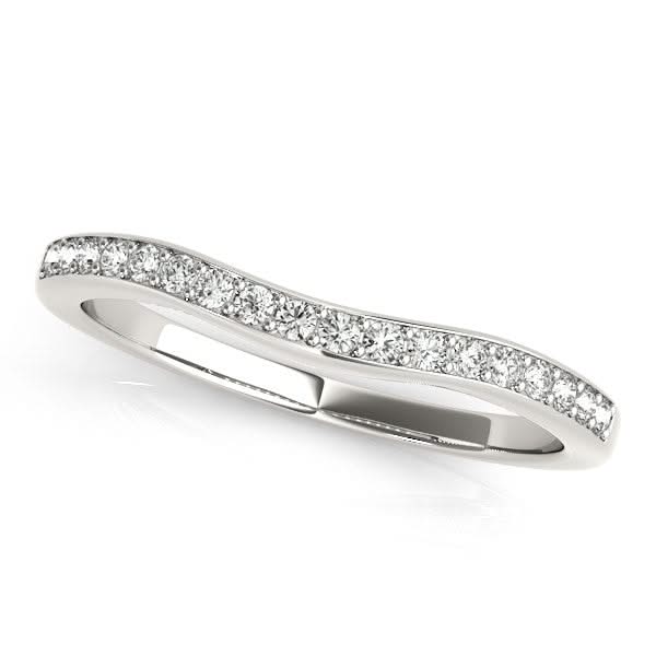 14k White Gold Channel Curved Diamond Wedding Band (1/4 cttw) 14K white gold ring with channel-set round diamond stones