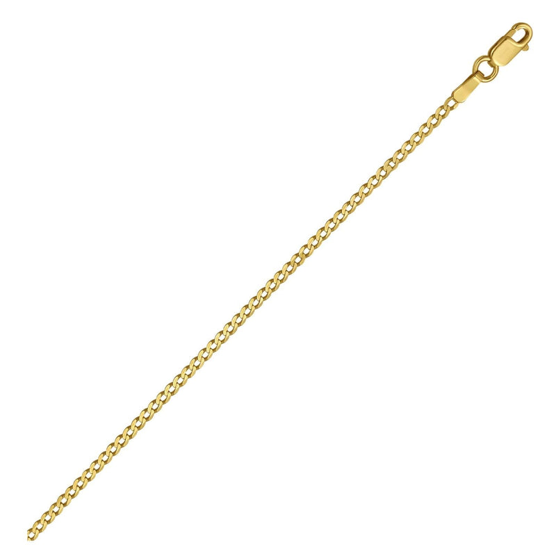14k Yellow Gold Solid Curb Chain (2.60 mm) 14K yellow gold Cuban curb chain in a 2.60 mm solid link pattern