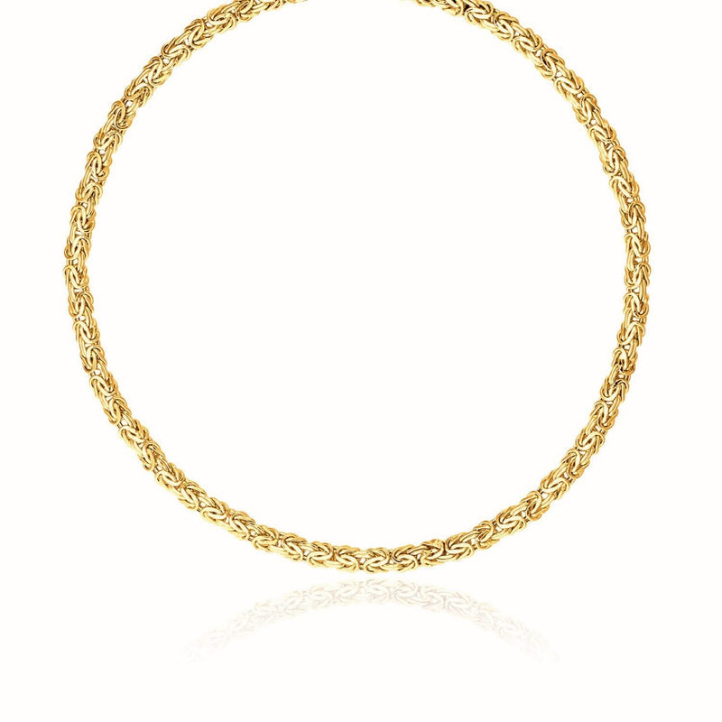 14k Yellow Gold Fancy Byzantine Chain Necklace 14K yellow gold Byzantine chain necklace with woven interlocking links