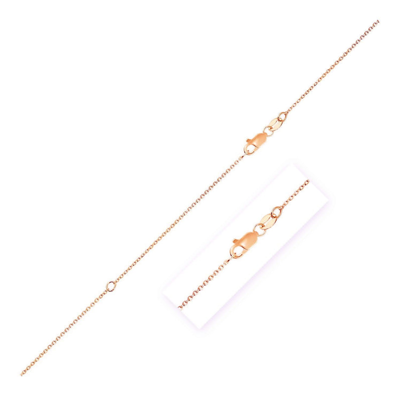 Extendable Cable Chain in 10k Rose Gold (0.87 mm) 10K rose gold cable chain with fine 0.87 mm alternating round links