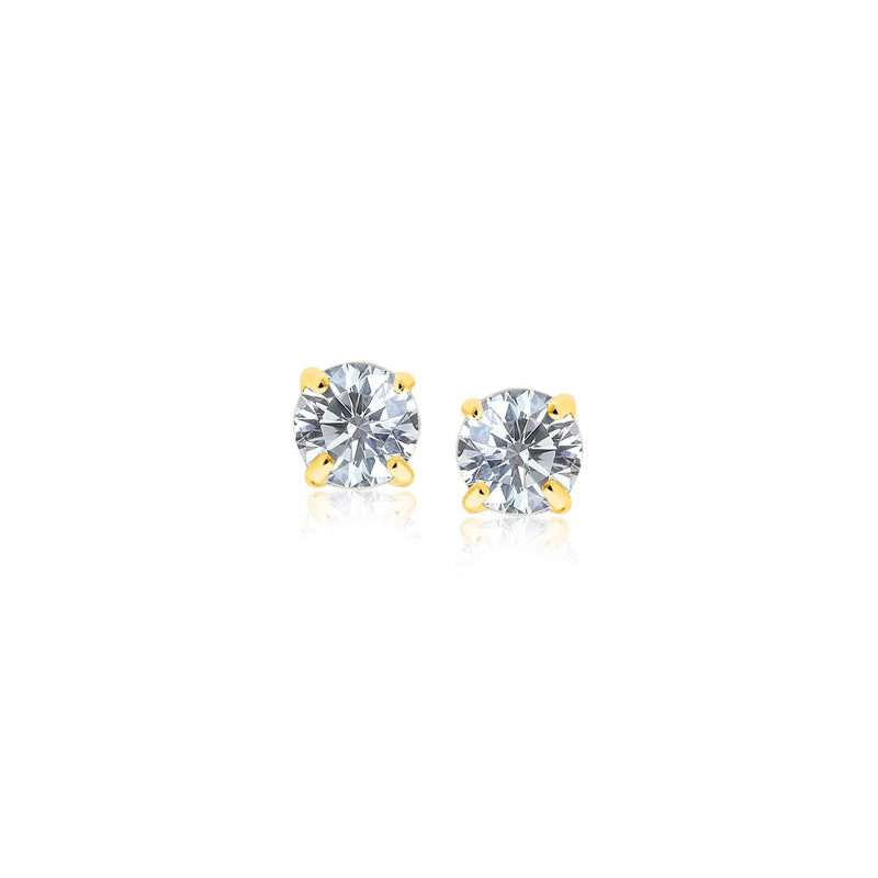 14k Yellow Gold Stud Earrings with White Hue Faceted Cubic Zirconia(3mm) Product Image