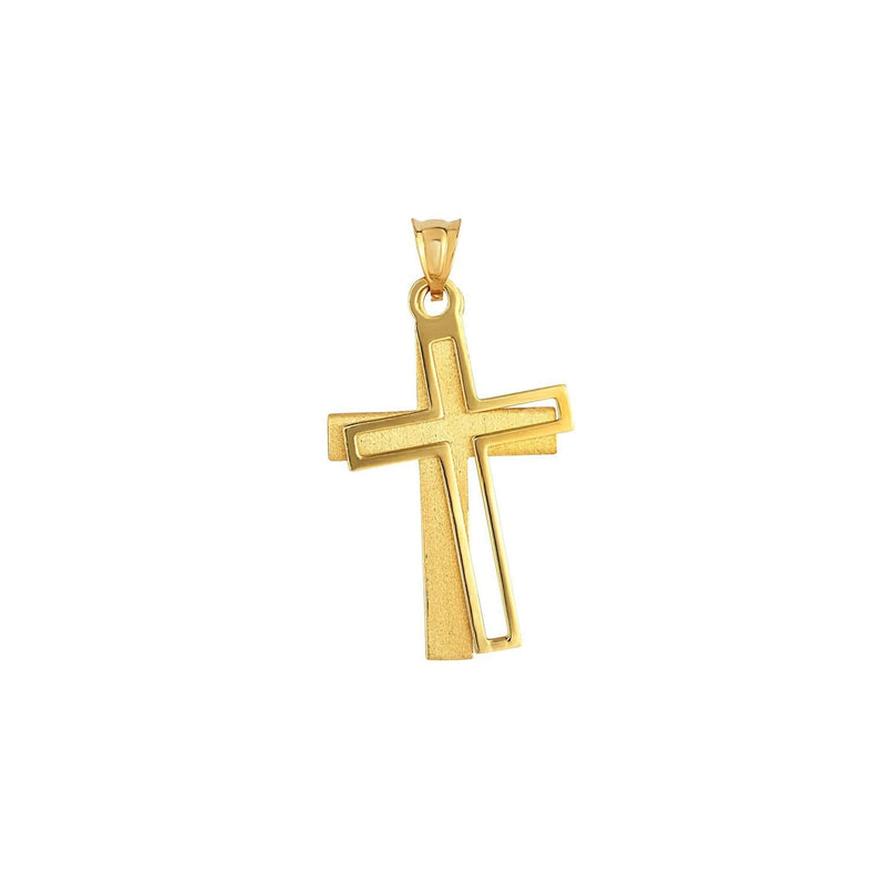 14K Yellow Gold Double Layer Cross Pendant 14K yellow gold double layer cross pendant with stacked overlapping design