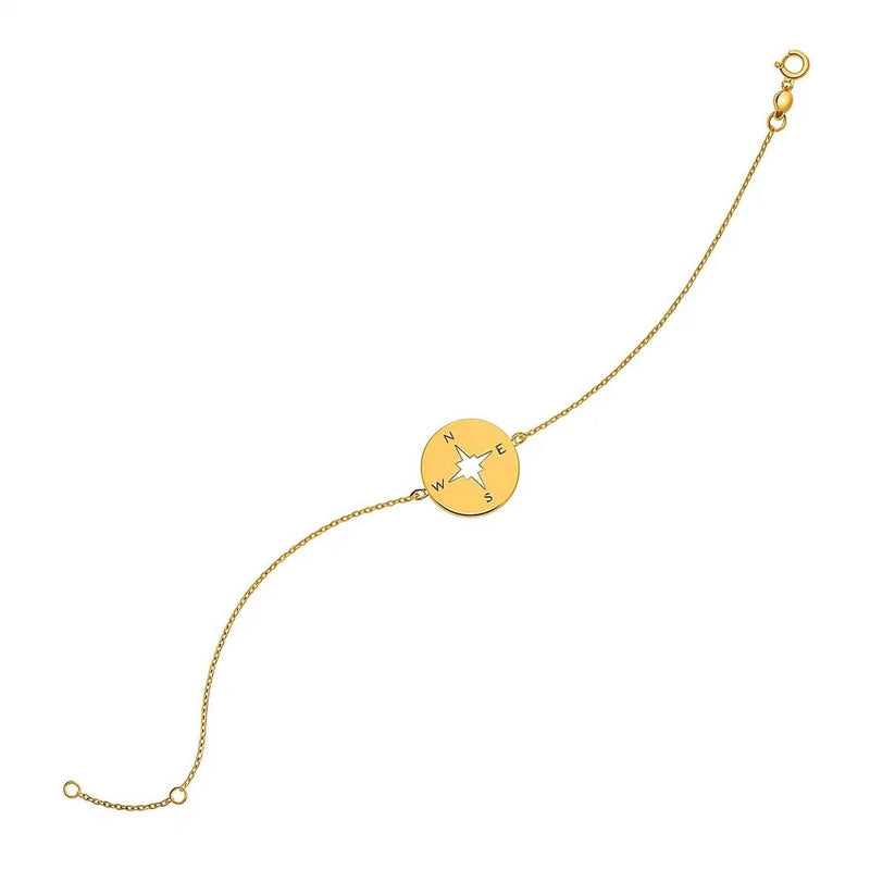 14k Yellow Gold 7 inch Bracelet with Compass (1.00 mm) Product Image