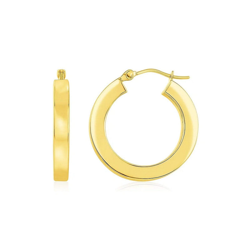 14K Yellow Gold Square Tube Hoop Earrings(3x20mm) 14K yellow gold square tube hoop earrings, 3x20mm profile