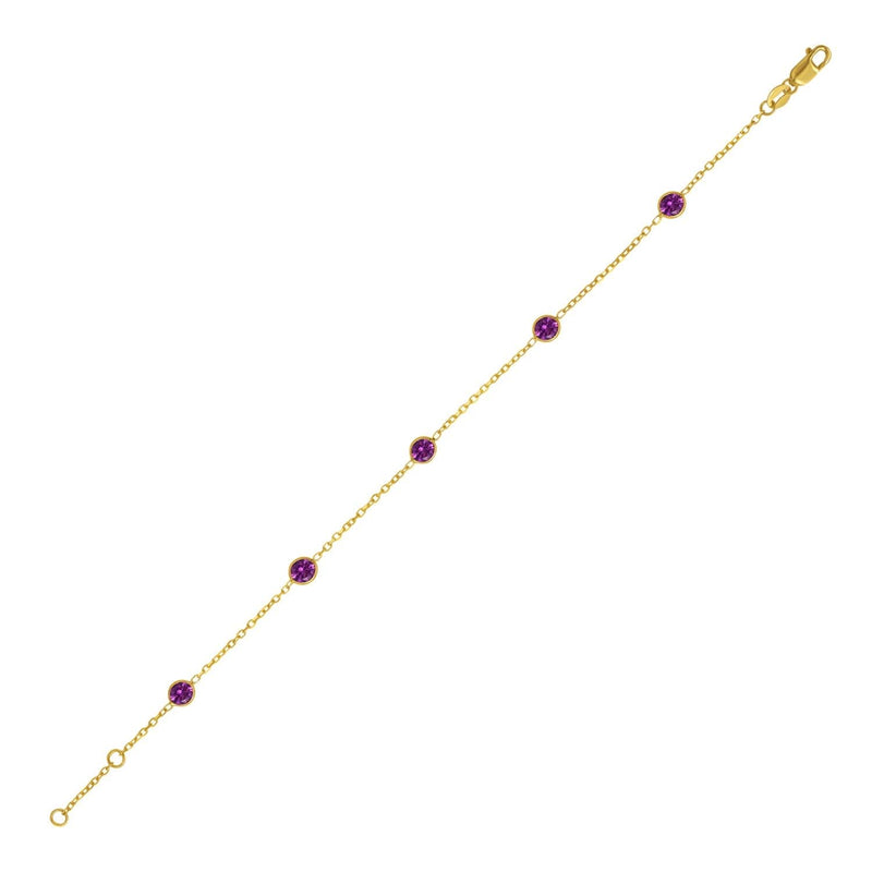 14K Yellow Gold Pink Sapphire Station Bracelet 14K yellow gold station bracelet with round pink sapphire stones