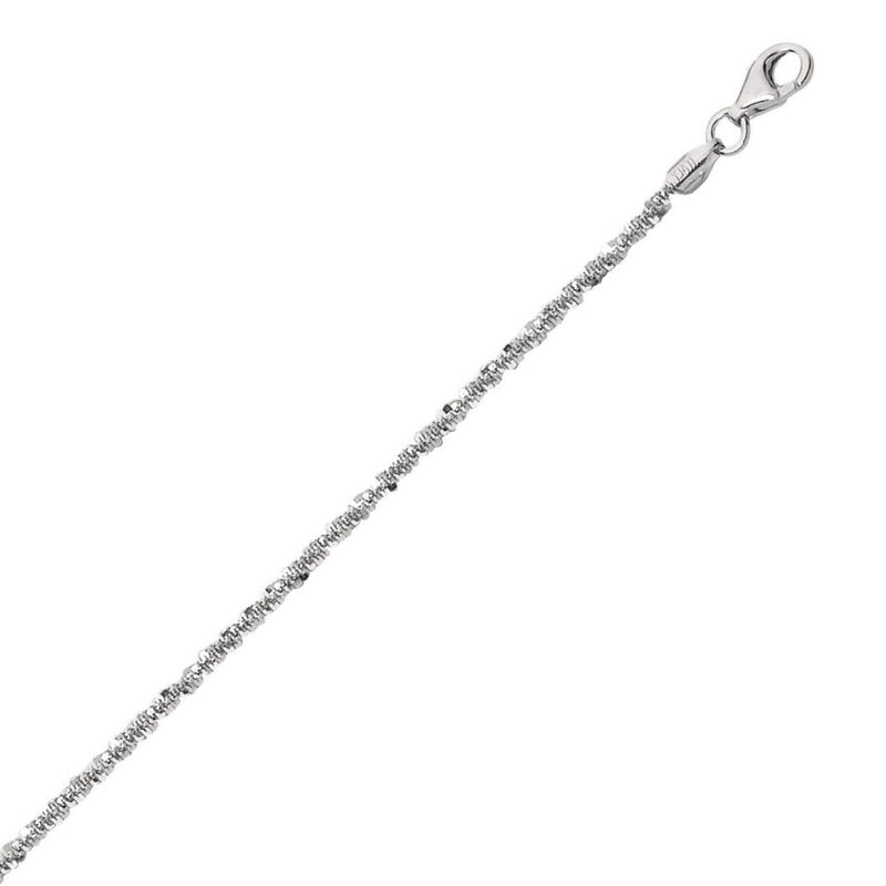 Sterling Silver Rhodium Plated Sparkle Anklet Rhodium plated sterling silver sparkle anklet with faceted beaded chain