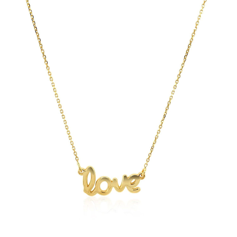 14k Yellow Gold Script LOVE Necklace 14K yellow gold script LOVE necklace pendant with connected cursive lettering