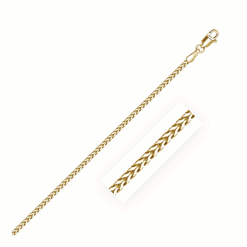 18k Yellow Gold Franco Chain (1.60 mm) 18K yellow gold Franco chain in a 1.60 mm faceted square-link pattern