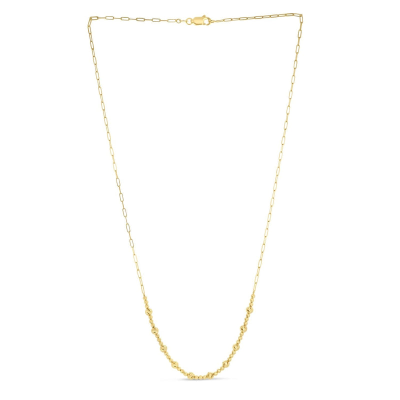 14k Yellow Gold Bead Paperclip Necklace 14K yellow gold paperclip necklace with alternating oval links and round gold beads