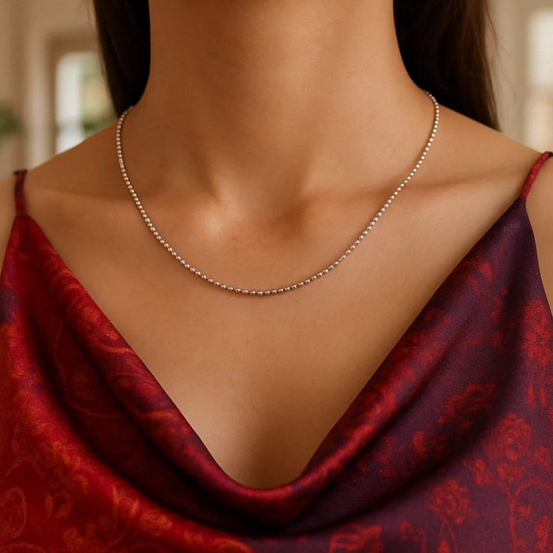 14k White Gold Bead Chain 1.5mm (1.50 mm) Product Image