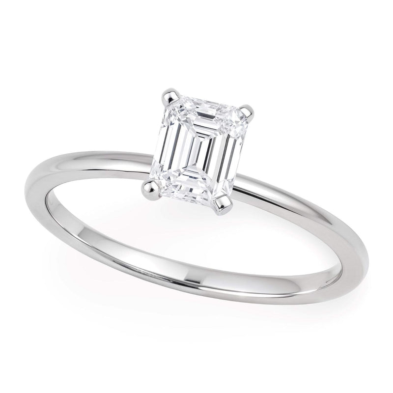 1 Carat Emerald Lab Grown IGI G/VS1 Diamond Solitaire Ring in 10K White Gold 10K white gold ring with 1 round diamond solitaire stone