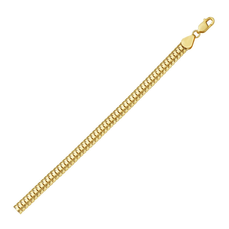 14K Yellow Gold Lite Oval Snake Chain Bracelet (6.50 mm) 14K yellow gold snake chain bracelet, 6.50 mm wide, with secure clasp