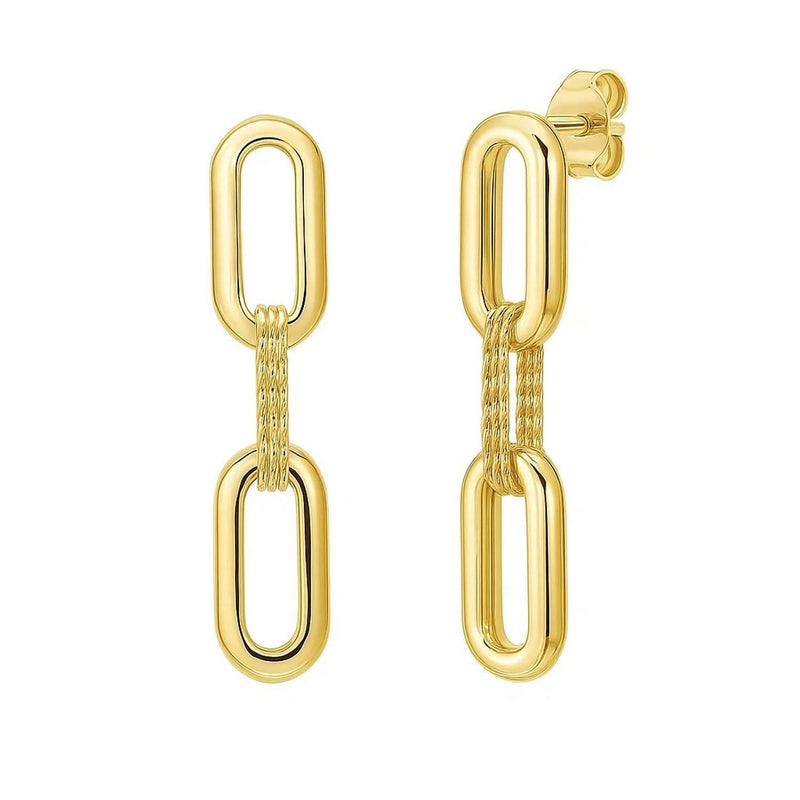 14K yellow gold paperclip ring with linked oval design