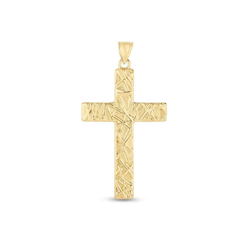 14k Yellow Gold High Polish Textured Cross Pendant 14K yellow gold high polish textured cross pendant