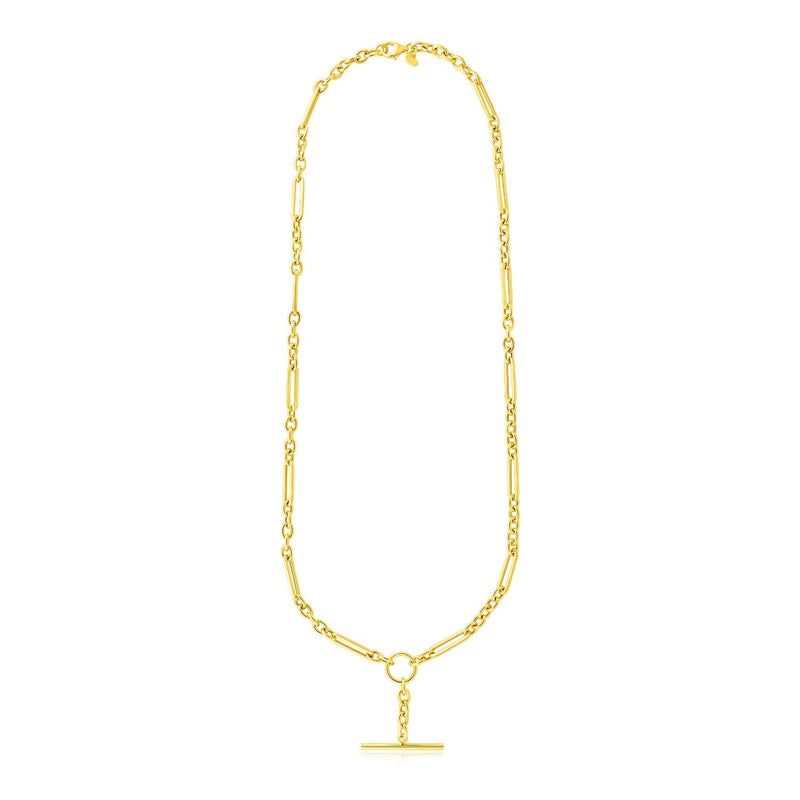 14k Yellow Gold Alternating Oval and Round Chain Necklace with Toggle Product Image