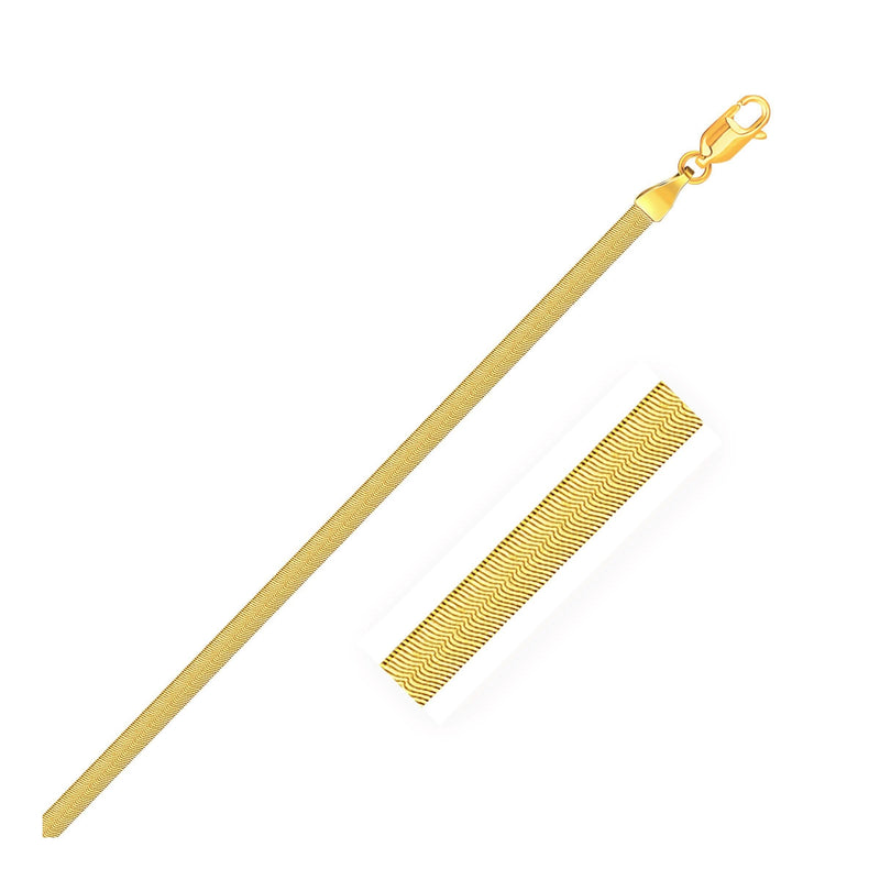Imperial Herringbone Chain in 10k Yellow Gold (2.80 mm) 10K yellow gold herringbone chain with flat ribbon links at 2.80 mm width