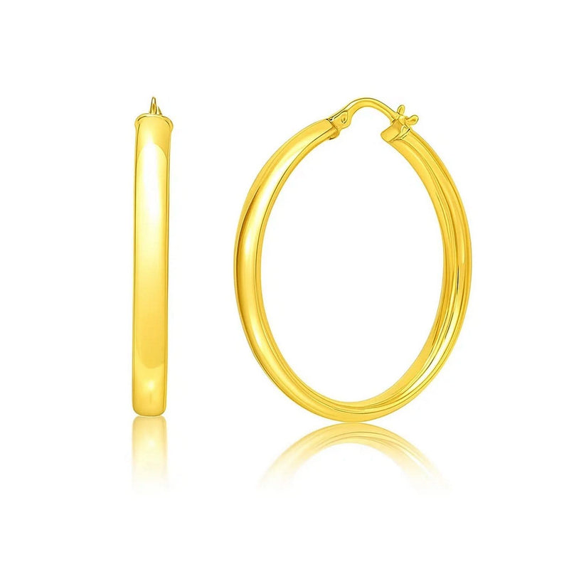 Medium Wedding Hoop Earrings in 14K Yellow Gold 14K yellow gold medium hoop earrings with polished rounded profile
