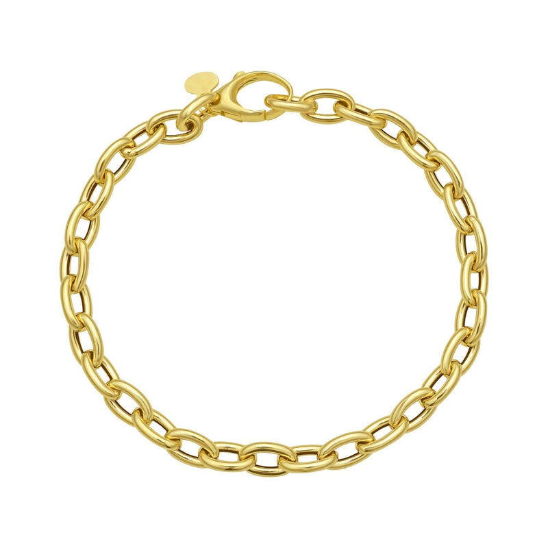 14K Yellow Gold Charm Lock Rolo Chain Bracelet (5.10 mm) 14K yellow gold rolo chain bracelet with charm lock clasp, 5.10 mm width