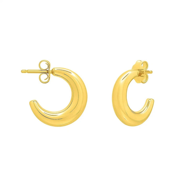 Puffy C Shaped Hoop Earrings in 14K Yellow Gold 14K yellow gold puffy C shaped hoop earrings with no stones