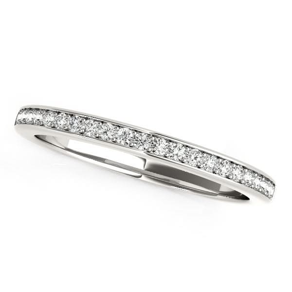 14k White Gold Classic Style Diamond Wedding Band (1/5 cttw) 14K white gold ring with round diamond stones set in a line