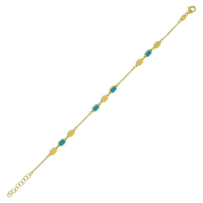 14K Yellow Gold Hexagon Turquoise Inlay Links Bracelet 14K yellow gold bracelet with hexagon turquoise inlay links