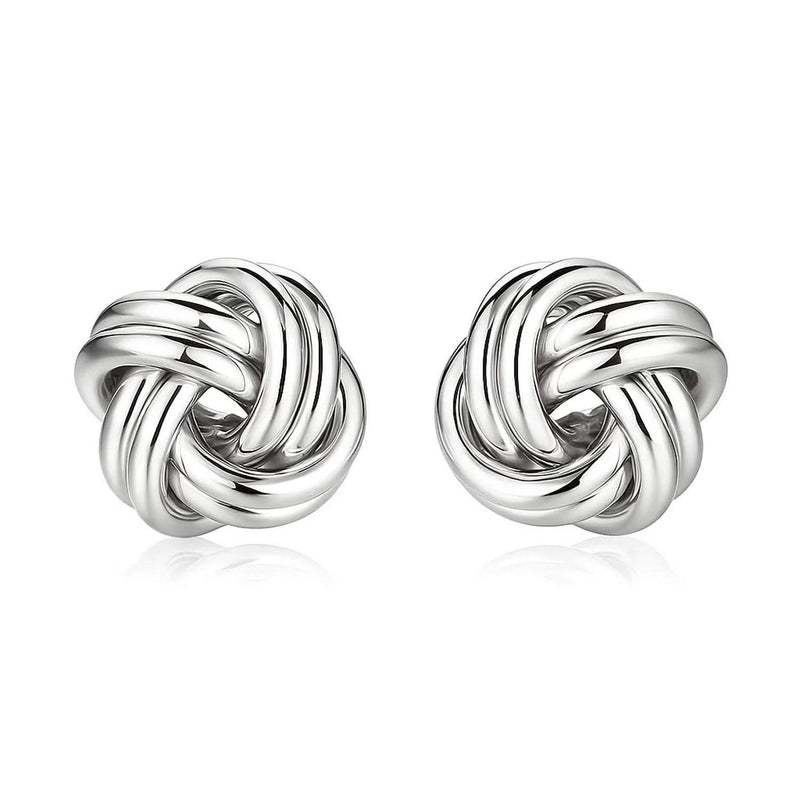 Sterling Silver Polished Two Strand Love Knot Earrings(13mm) Sterling silver two strand love knot ring with polished 13mm profile