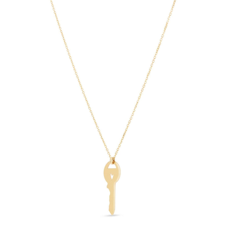 14K Yellow Gold Triple Heart Key Necklace 14K yellow gold triple heart key necklace with three heart-shaped cutouts