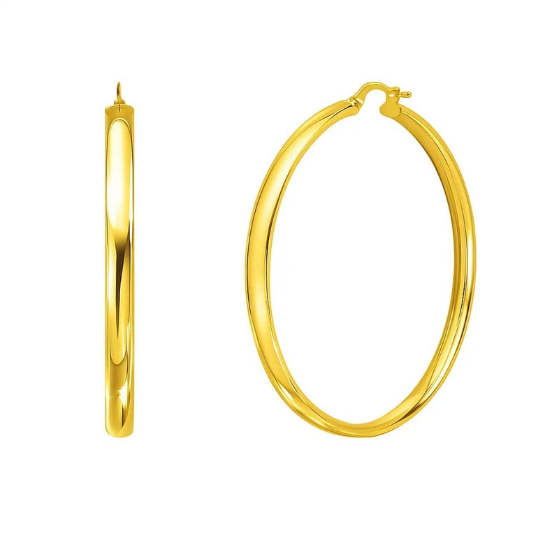Large Wedding Hoop Earrings in 14K Yellow Gold 14K yellow gold large wedding hoop earrings with polished continuous profile